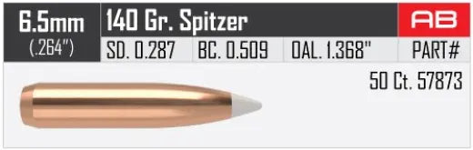 Geschosse Nosler AccuBond 6,5mm, dia .264, 140grs