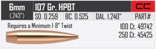 Geschosse Nosler Custom Competition 6mm, dia .243, 107grs