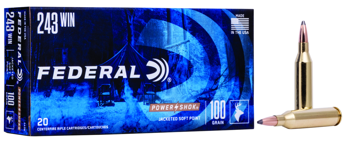 Federal Büchsenmunition .243 Win. 6,5g Spitzer Soft Point Power Shok