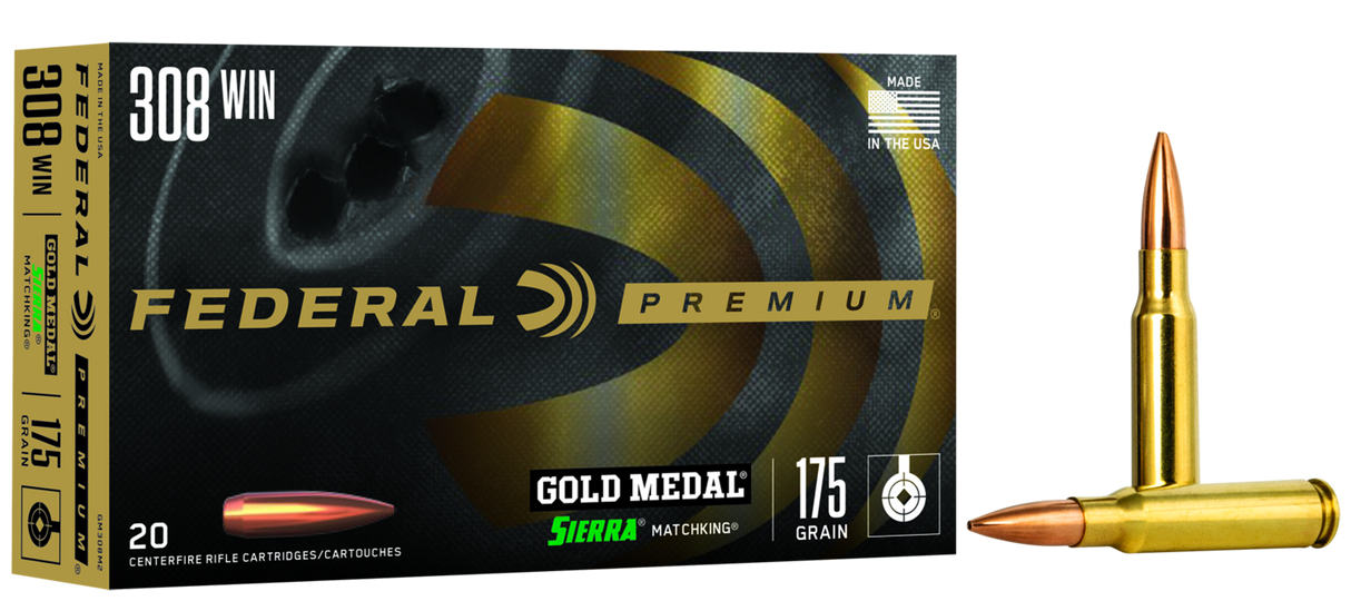 Federal Büchsenmunition Gold Medal .308 Win. 11,3g Sierra Matchking Boat Tail Hollow Point