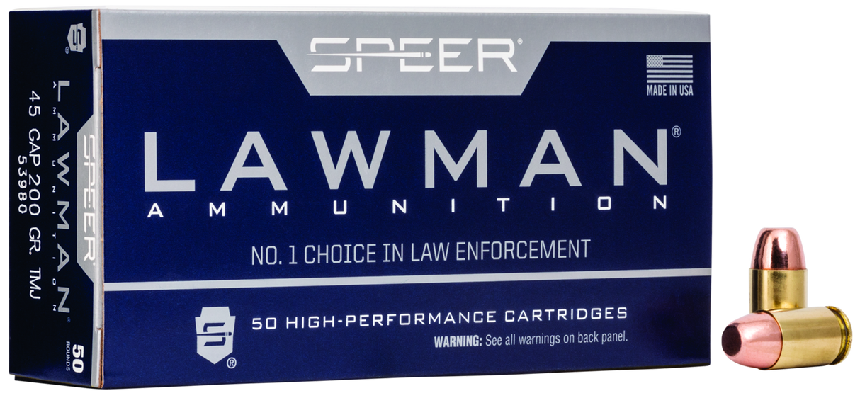Speer Pistolenmunition Lawman .45 GAP 13g Total Metal Jacket Handgun Training
