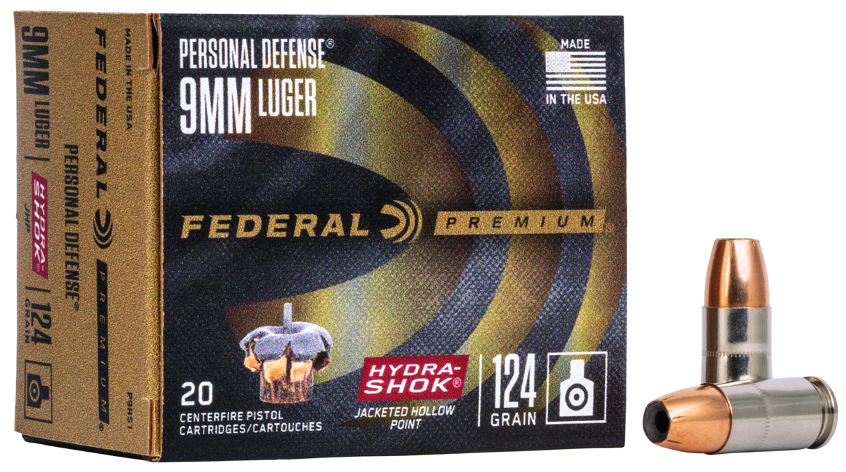 Federal Pistolenmunition Premium 9 x 19 8g Hydra-Shok Jacketed Hollow Point