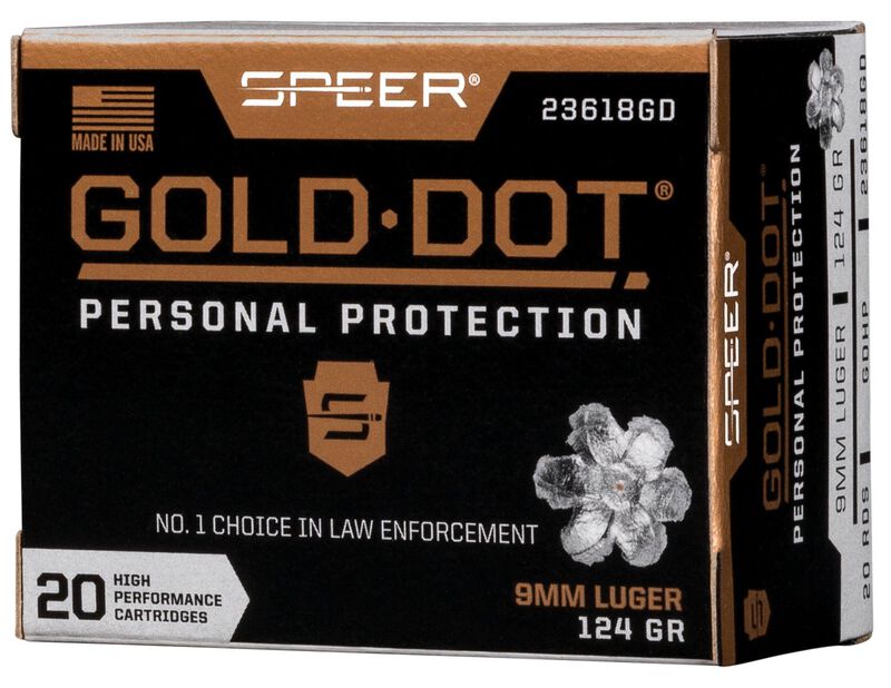 Speer Pistolenmunition Gold Dot 9 x 19 8g Gold Dot Hollow Point