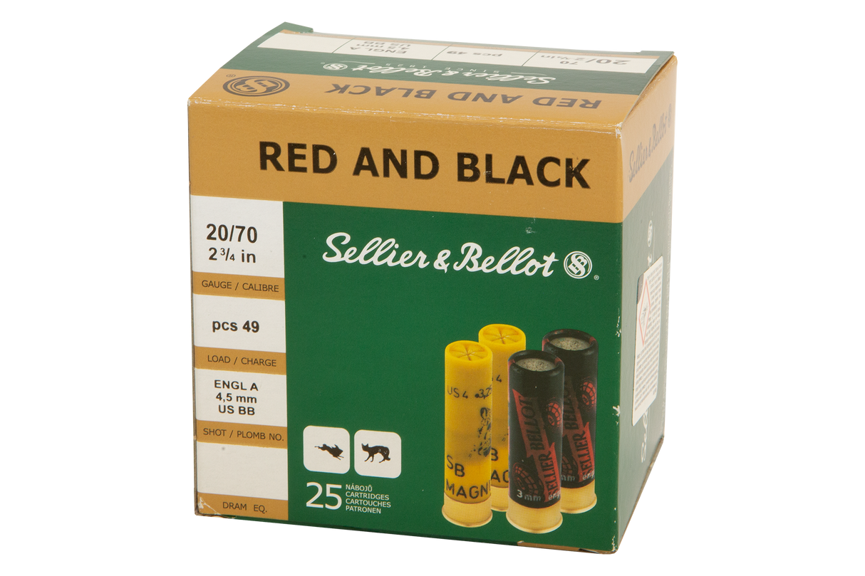 Sellier & Bellot Schrotmunition 20/70 27g 4,50mm Red and Black