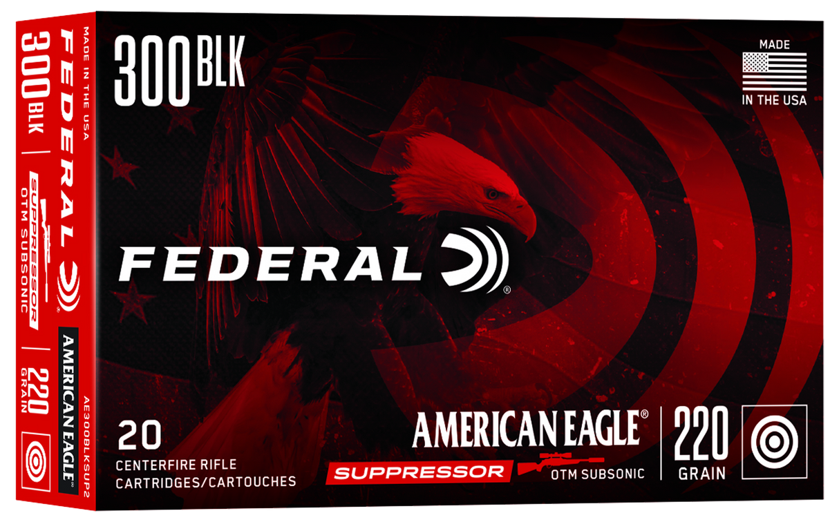 Federal Büchsenmunition American Eagle .300 AAC Blackout 14,3g Open Tip Match Sub-Sonic