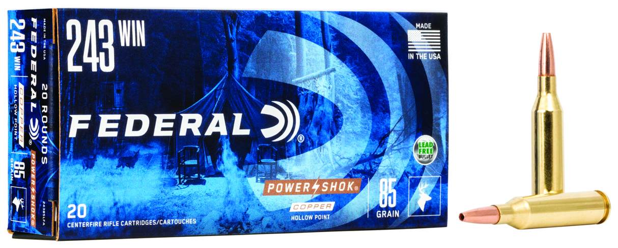 Federal Büchsenmunition .243 Win. 5,5g Copper Hollow Point Power Shok