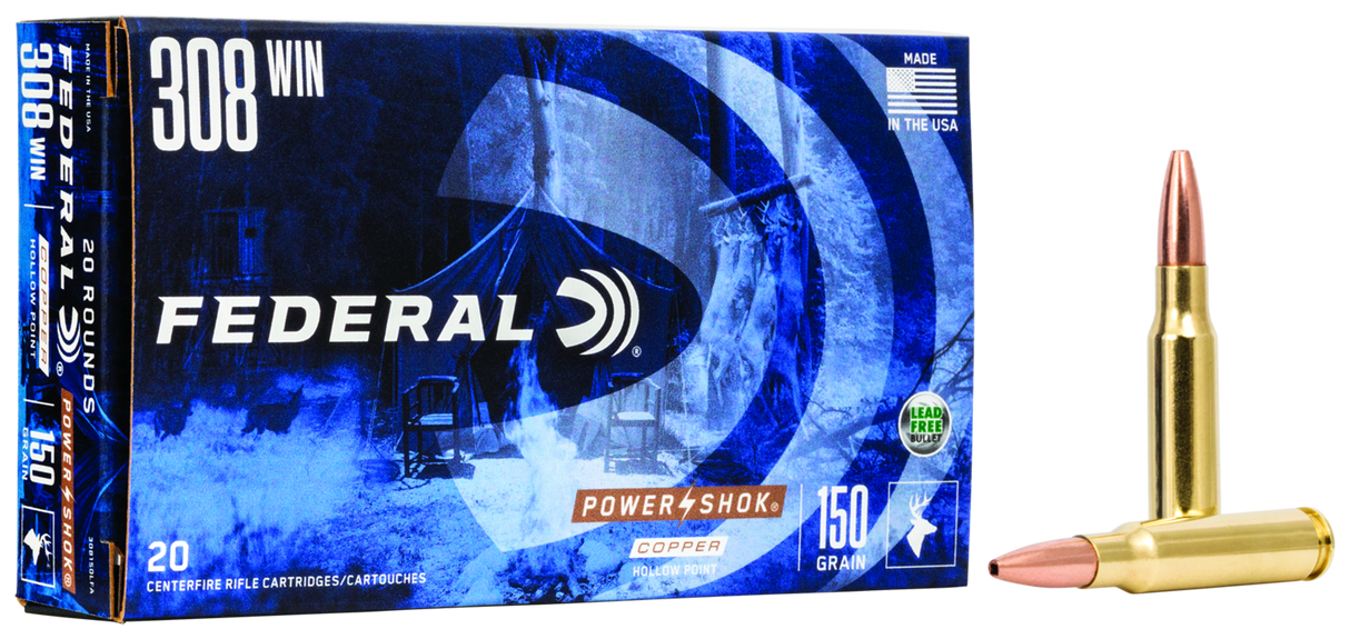 Federal Büchsenmunition .308 Win. 9,7g Copper Hollow Point Power Shok