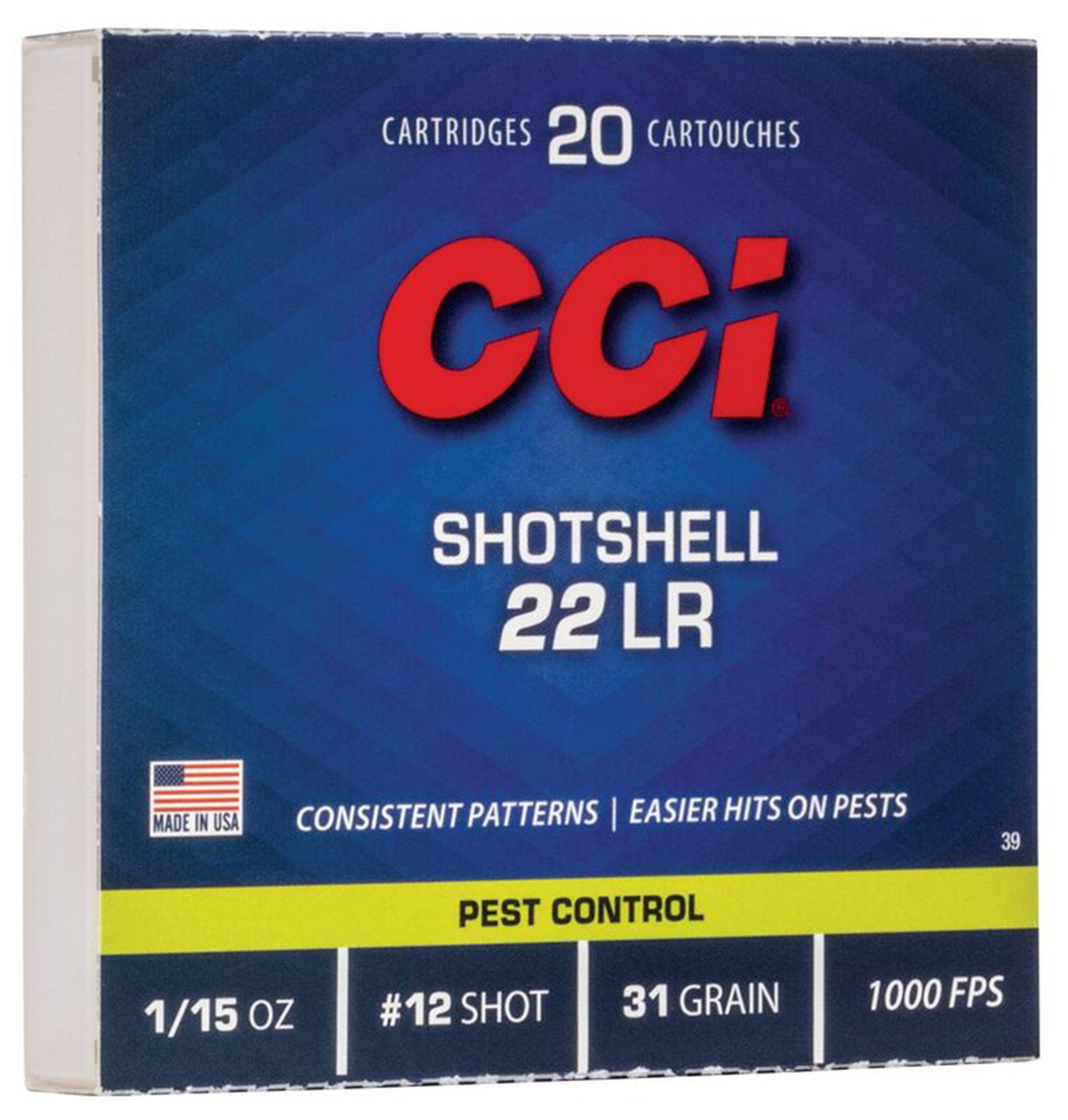CCI Schrotmunition .22 LR 2,00g Schrotladung Blei No. 12