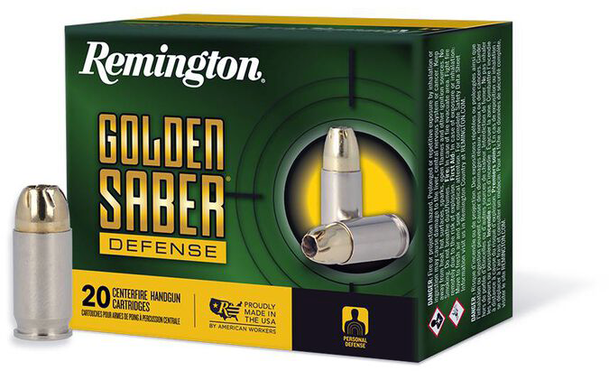 Remington Pistolenmunition .380 Auto 6,50g Brass Jacketed Hollow Point Golden Saber Defense