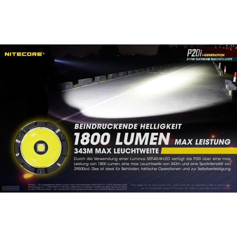 NiteCore® Taschenlampe P20 i inkl. Akku, USB-C Ladefunktion