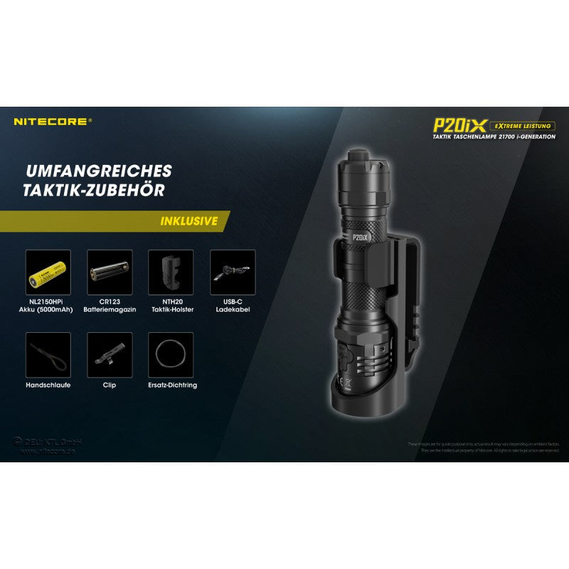 NiteCore® Taschenlampe P20ix inkl. Akku und Holster
