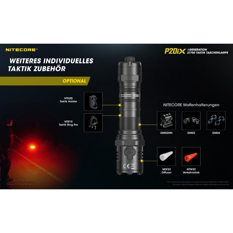 NiteCore® Taschenlampe P20ix inkl. Akku und Holster