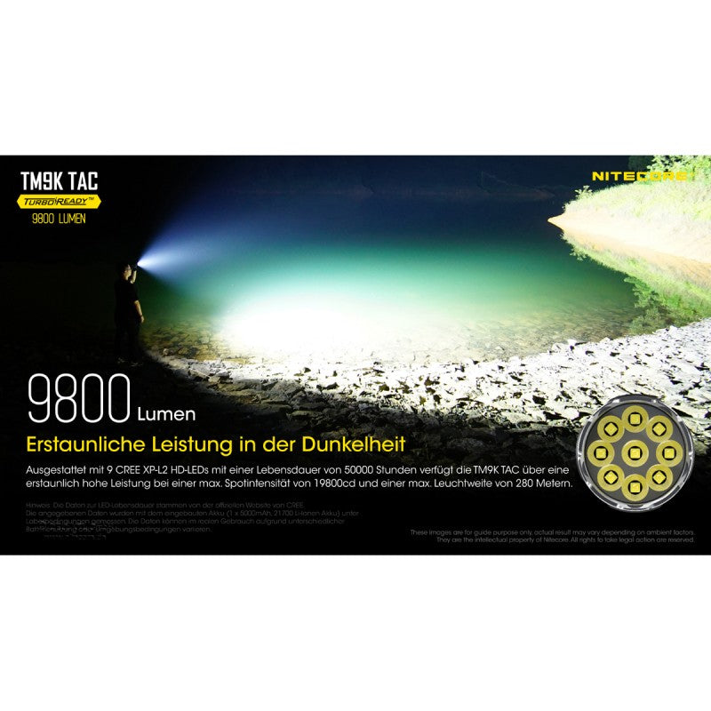 NiteCore® Taschenlampe TM9 KTAC inkl. Akku und Holster