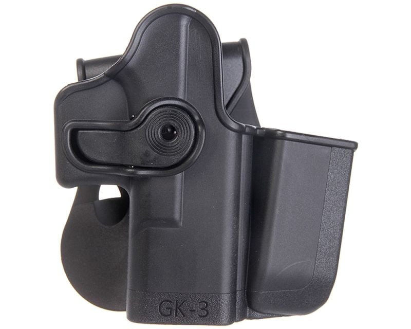 IMI Defense Level 2 Roto Paddle Holster with Pouch for Glock 17/19/22/23/31/32/36 pistols - Black