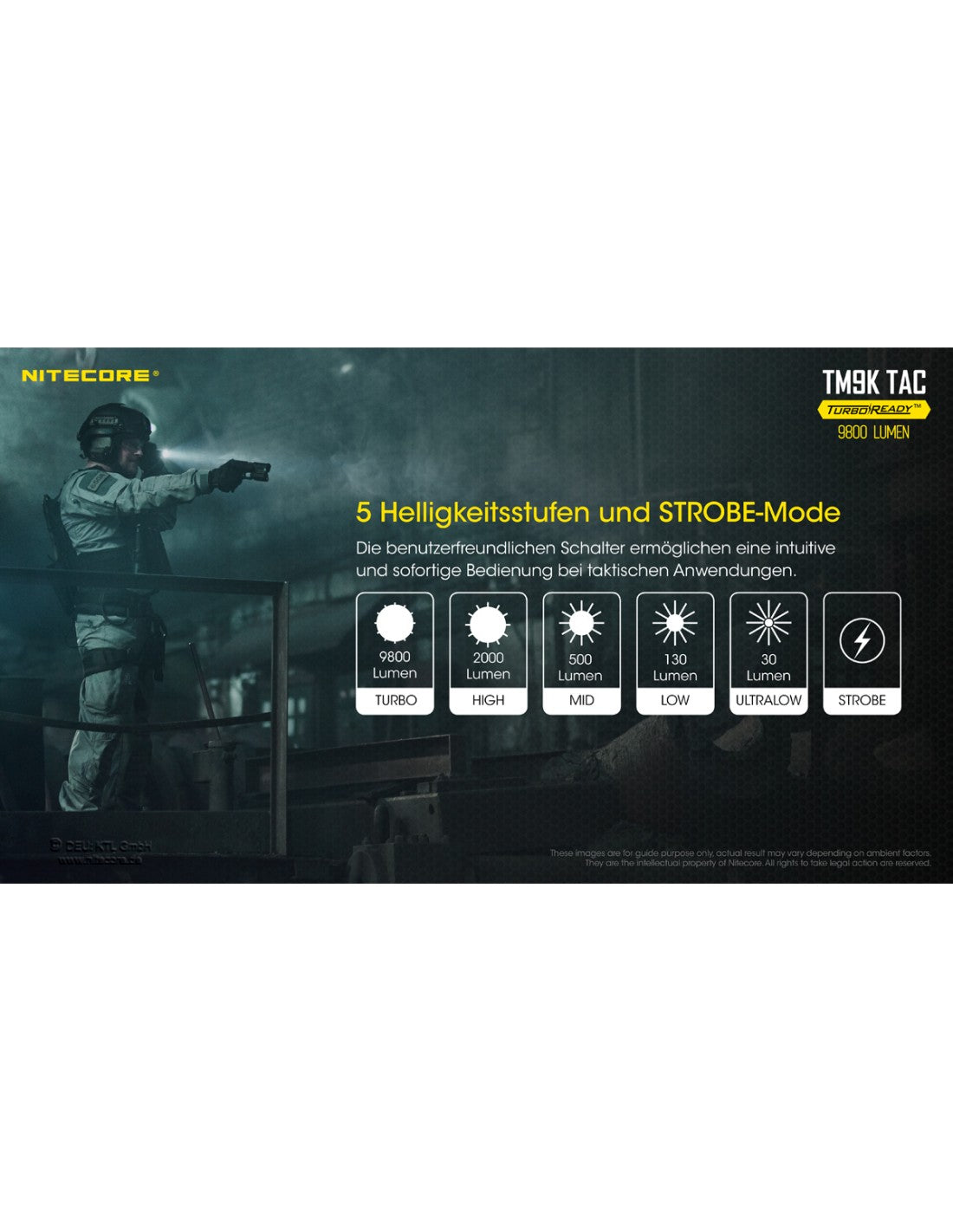 NiteCore® Taschenlampe "TM9K TAC " inkl. Akku und Holster