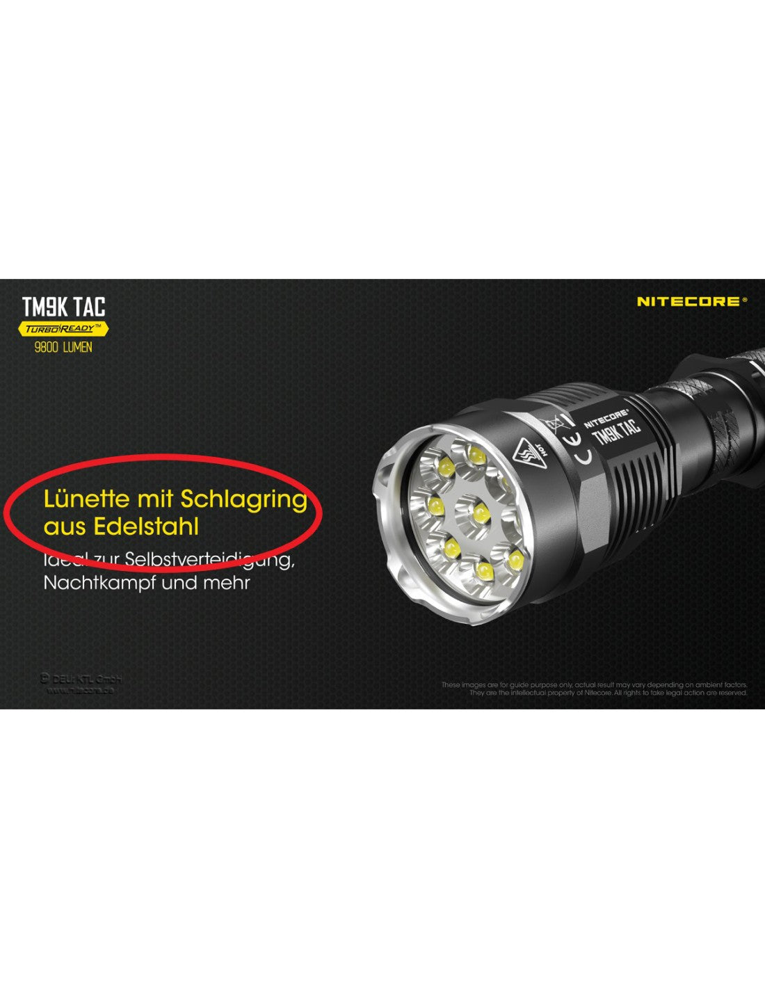 NiteCore® Taschenlampe "TM9K TAC " inkl. Akku und Holster