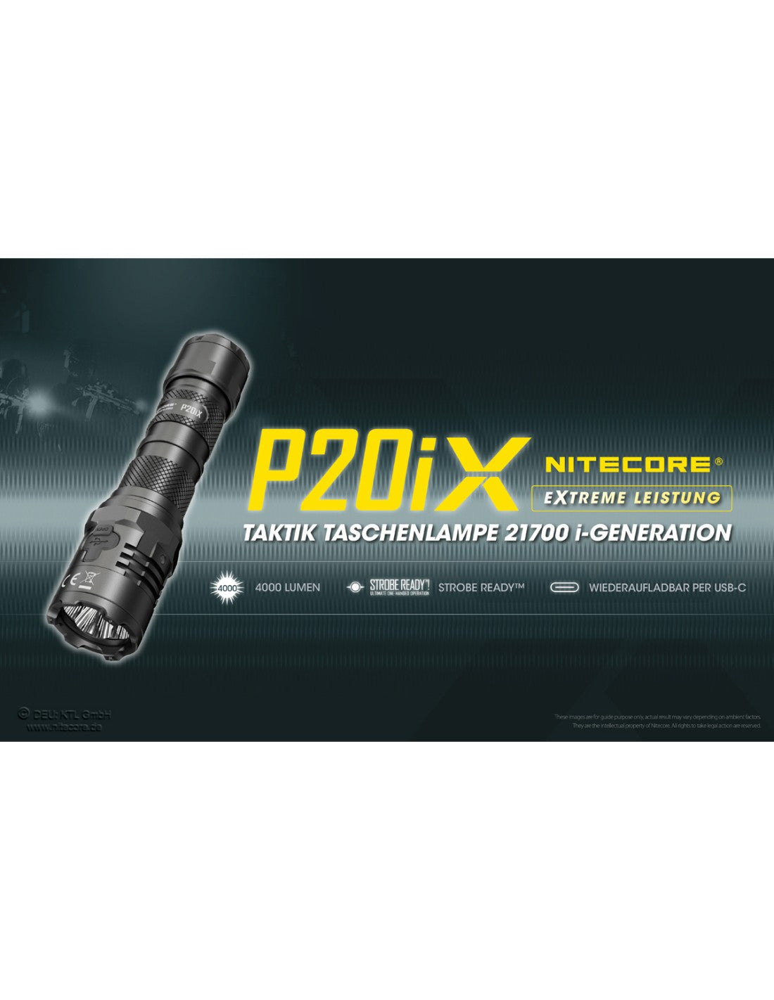 NiteCore® Taschenlampe "P20ix " inkl. Akku und Holster