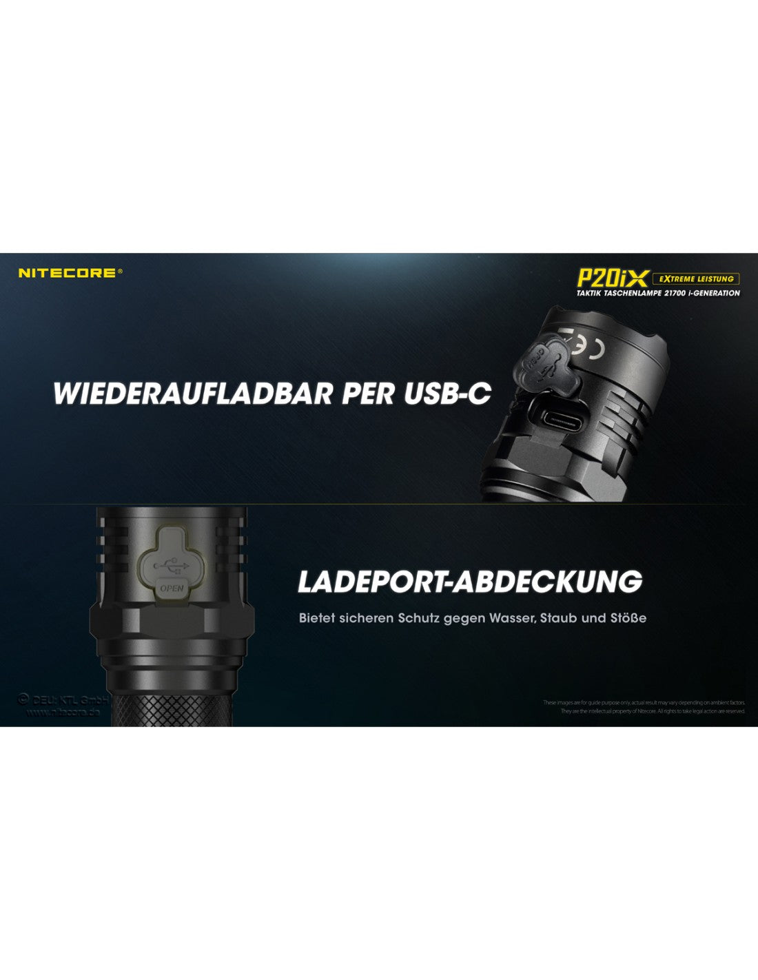 NiteCore® Taschenlampe "P20ix " inkl. Akku und Holster