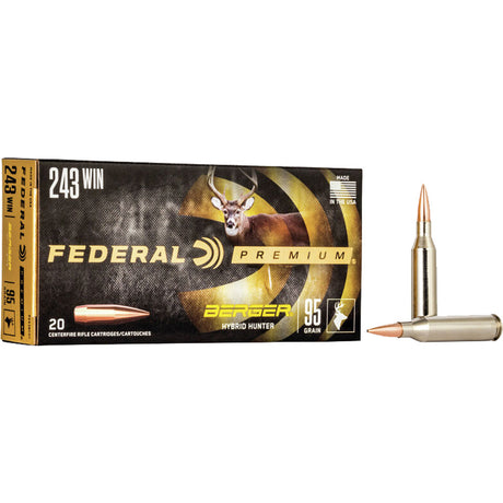 Federal Büchsenmunition Premium .243 Win. 6,10g Berger Hybrid 95grs