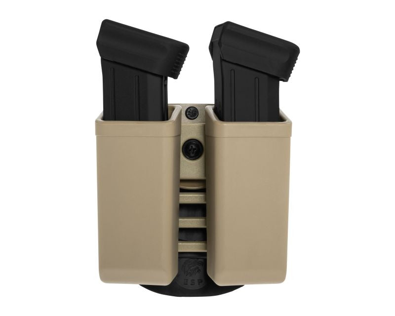 ESP double swivel pouch with Paddle mount for 9 mm pistol magazines - Khaki