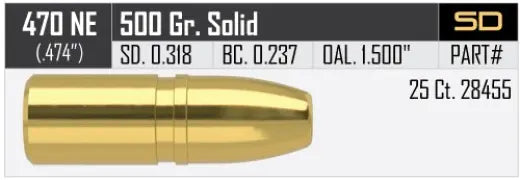 Geschosse Nosler FP Solid .470 NE cal, dia .474, 500grs