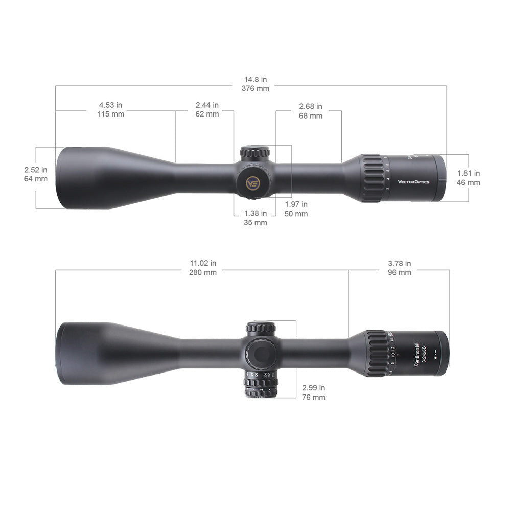 Vector Optics - Zielfernrohr Continental x8 3-24 SFP ED - 56 mm - Schwarz - SCOL-50