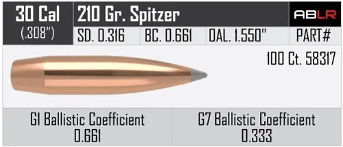 Geschosse Nosler ABLR .30 cal, dia .308, 210grs