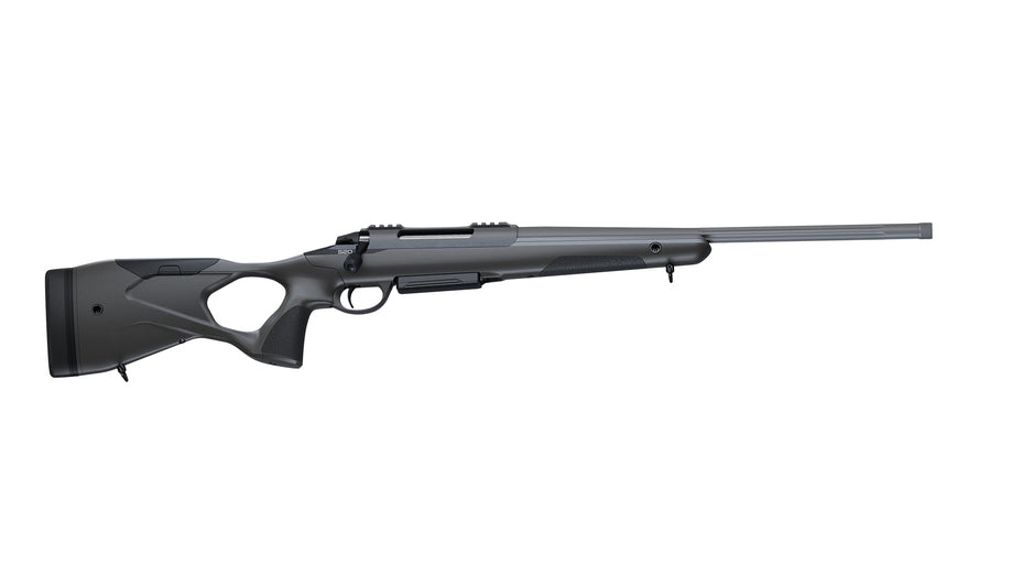 SAKO S20 HUNTER .30-06 SPRG, tungsten Cerakote, Lauflänge 20" kanneliert, Direktabzug, 5 Schuss, schwarzer Synthetikschaft mit verstellbarer Backe, ohne Visierung, MG 5/8"-24