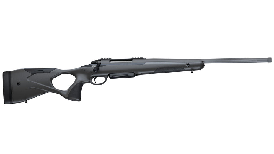 SAKO S20 HUNTER 6,5 Creedmoor, tungsten Cerakote, Lauflänge 20" 18mm kanneliert, Direktabzug, 5 Schuss, schwarzer Synthetikschaft mit verstellbarer Backe, ohne Visierung, MG 5/8"-24
