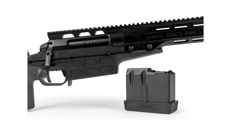 SAKO TRG M10 .338 Lapua Mag., schwarz Cerakote, Lauflänge 27" 22mm kanneliert, Druckpunktabzug, 30 MOA M-LOK, Alu/Synthetikschaft klappbar mit verstellbarer Backe in schwarz, 7 Schuss, MG M18X1