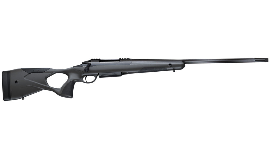 SAKO S20 HUNTER 6,5 Creedmoor, schwarz, Lauflänge 24,3" kanneliert, Druckpunktabzug, schwarzer Synthetikschaft mit verstellbarer Backe, ohne Visierung, MG 5/8"-24