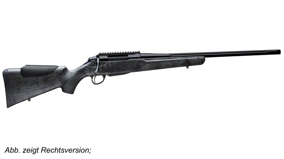 TIKKA T3x LITE BADLANDS .308 Win., Linksversion, Lauf stainless Cerakote graphit beschichtet, LL 20", Drall 10", Direktabzug, Verschluss Teflon beschichtet, Picatinny-Schiene 0 MOA, 3 Schuss, Synthetikschaft BADLANDS schwarz, ohne Visierung, MG M15X1