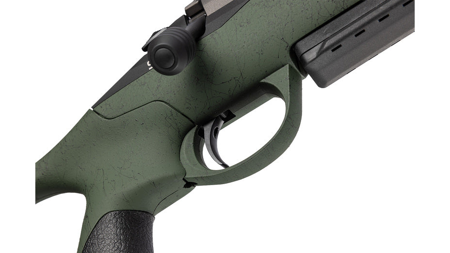 SAKO S20 HUNTER ROUGHTECH ULTRA 6,5 Creedmoor, tungsten Cerakote, Lauflänge 24", Edelstahllauf karbonbeschichtet mit Mündungsbremse, Drall 8", Direktabzug, verstellbarer Synthetikschaft in Roughtech grün, 5 Schuss, ohne Visierung, MG 5/8"-24