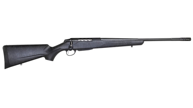 TIKKA T3x LITE ROUGHTECH BLACK .270 WSM, schwarz, Lauflänge 24,3" kanneliert mit Mündungsbremse, Verschluss kanneliert, Drall 10", Direktabzug, 3 Schuss, schwarzer Synthetikschaft mit weißem Dekor, ohne Visierung, MG 5/8"-24