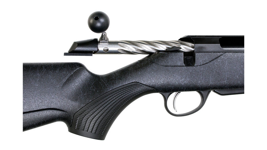 TIKKA T3x LITE ROUGHTECH BLACK .308 Win., schwarz, Lauflänge 20" kanneliert mit Mündungsbremse, Verschluss kanneliert, Drall 10", Direktabzug, 3 Schuss, schwarzer Synthetikschaft mit weißem Dekor, ohne Visierung, MG 5/8"-24