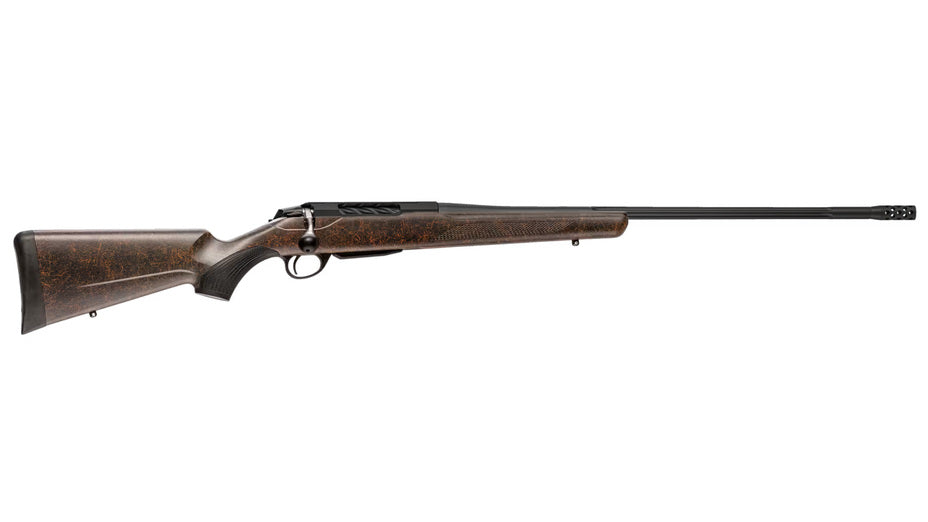 TIKKA T3x LITE ROUGHTECH EMBER .270 Win., schwarz, Lauflänge 22,4" kanneliert mit Mündungsbremse, Verschluss kanneliert, Drall 10", Direktabzug, 3 Schuss, schwarzer Synthetikschaft mit orangem Dekor, ohne Visierung, MG 5/8"-24