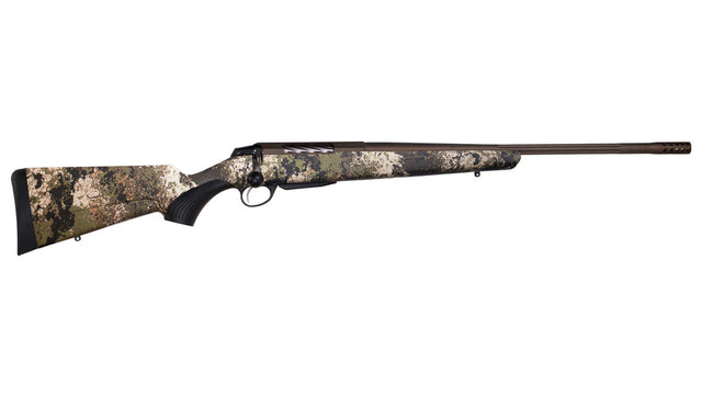 TIKKA T3x LITE VEIL WIDELAND .308 Win., midnight bronze Cerakote, Lauflänge 20" mit MB, Drall 10", Lauf und Verschluss kanneliert, Direktabzug, 3 Schuss, Schaft Wideland Camo, ohne Visierung, MG 5/8"-24