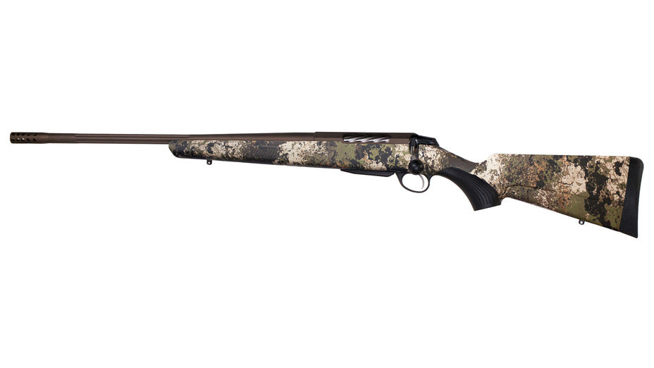 TIKKA T3x LITE VEIL WIDELAND .308 Win., Linksversion, midnight bronze Cerakote, Lauflänge 20" mit MB, Drall 10", Lauf und Verschluss kanneliert, Direktabzug, 3 Schuss, Schaft Wideland Camo, ohne Visierung, MG 5/8"-24