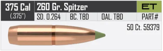 Bleifrei Geschosse Nosler E-Tip 375 cal, dia .375, 260grs