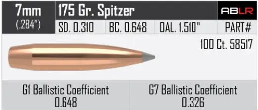 Geschosse Nosler ABLR 7mm, dia .284, 175grs