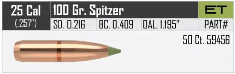 Bleifrei Geschosse Nosler E-Tip .25 cal, dia .257, 100grs