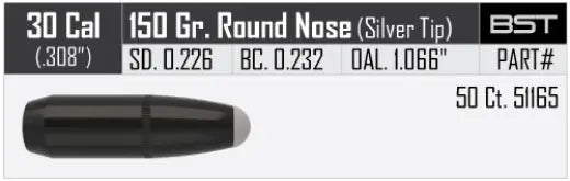 Geschosse Nosler Ballistic Silvertip .30-30 cal, dia .308, 150grs