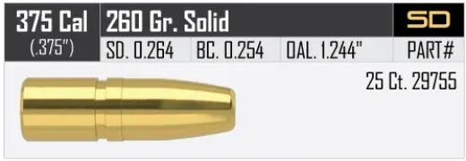 Geschosse Nosler FP Solid .375 cal, dia .375, 260grs