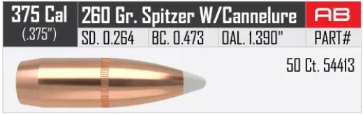 Geschosse Nosler AccuBond .375 cal, dia .375, 260grs