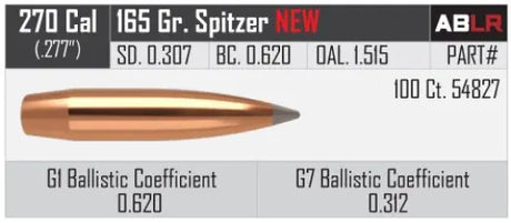 Geschosse Nosler ABLR .270 cal, dia .277, 165grs