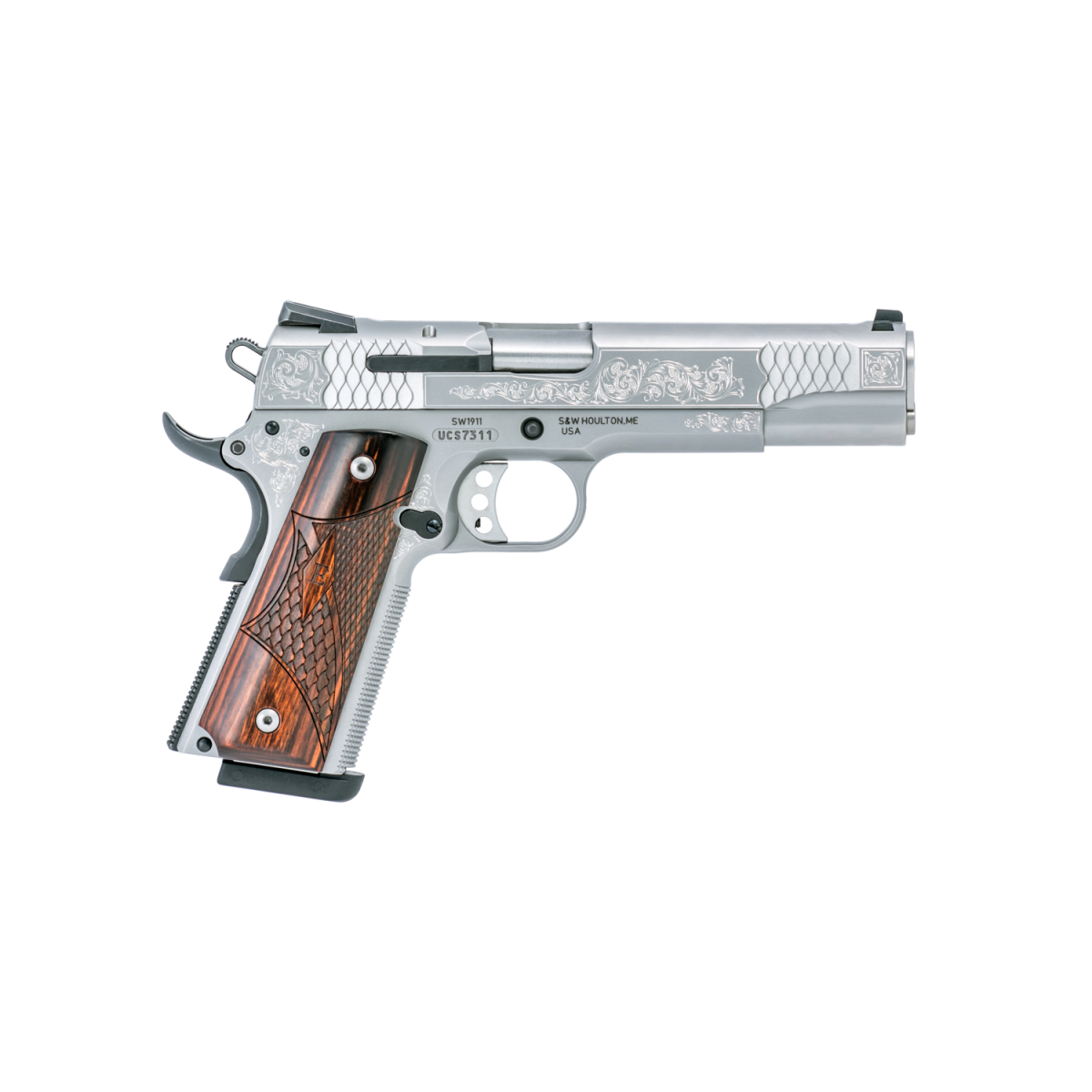 Smith & Wesson Pistole SW1911 Engraved .45 Auto Silber
