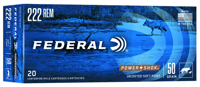 Federal Büchsenmunition .222 Rem. 3,2g Soft Point Round Nose Power Shok