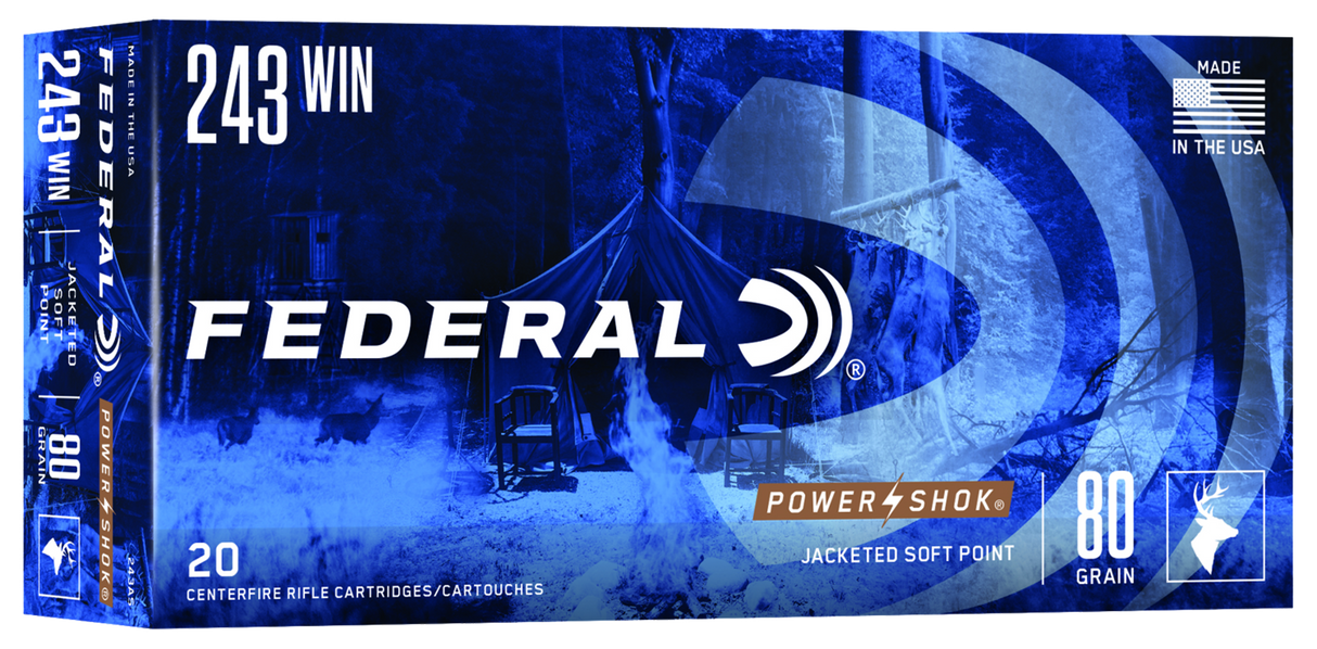Federal Büchsenmunition .243 Win. 5,2g Jacketed Soft Point Power Shok