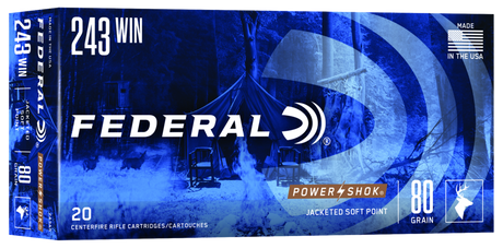 Federal Büchsenmunition .243 Win. 5,2g Jacketed Soft Point Power Shok