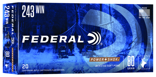 Federal Büchsenmunition .243 Win. 5,2g Jacketed Soft Point Power Shok